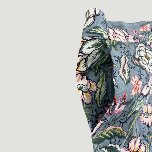 LOFT Floral Mini Skirt Womens 6 Tall Blue Botanical Print Cotton Stretch - Picture 6 of 6